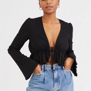Urban outfitters Lucielle Ruffle Tie-Front Top